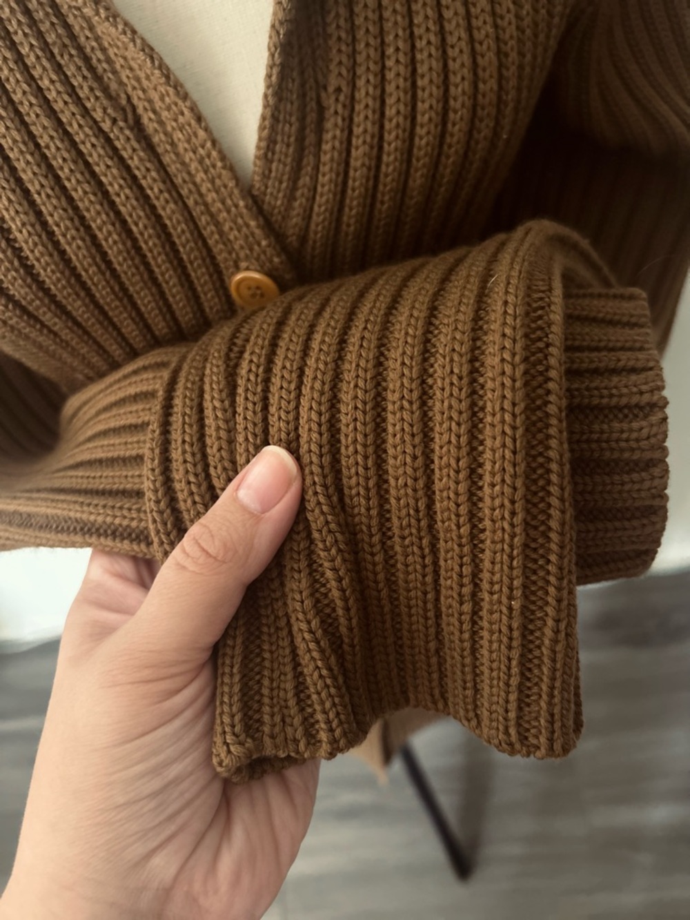 Jones New York Vintage Medium Merino Wool Ribbed Button Cardigan Y2K Minimalist - Picture 3 of 7